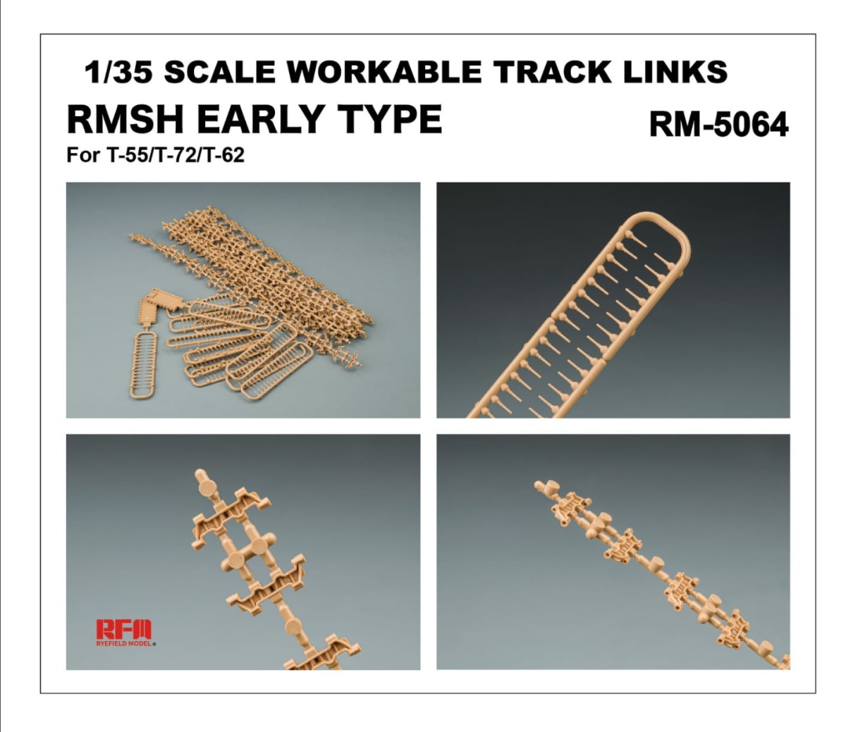 Zdjęcie dodatkowe produktu Workable Track Links RMSH Early Type For T-55/T-72/T-62 1:35 Rye Field Model 5064