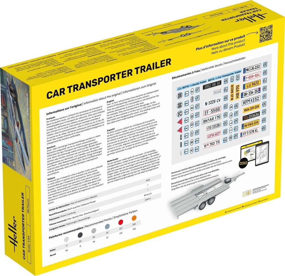 Zdjęcie dodatkowe produktu Car Transporter Trailer STARTER KIT 1:24 Heller 56774