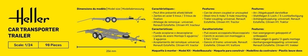 Zdjęcie dodatkowe produktu Car Transporter Trailer STARTER KIT 1:24 Heller 56774