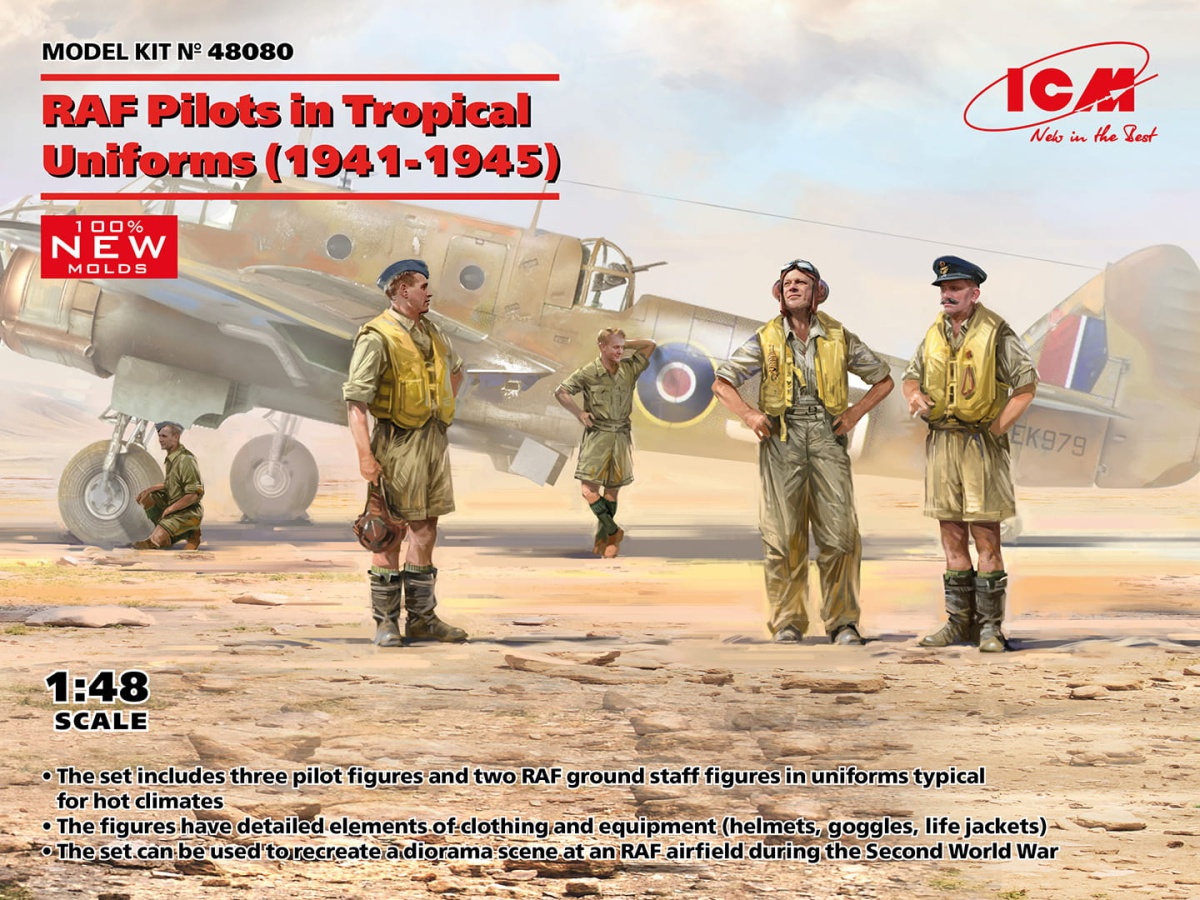 Zdjęcie główne produktu RAF Pilots in Tropical Uniforms 1:48 ICM 48080