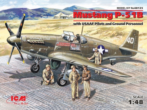 Mustang P-51B with USAAF Pilots and Ground Personnel 1:48 ICM 48125