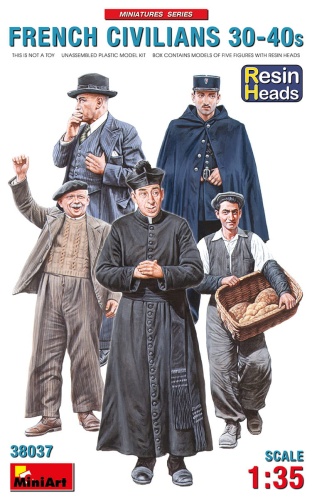 French Civilians 30-40s. Resin Heads 1:35 MiniArt 38037