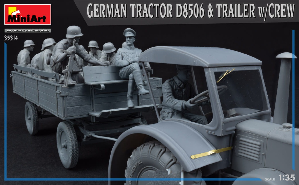 Zdjęcie dodatkowe produktu German Tractor D8506 and Trailer W/crew 1:35 MiniArt 35314