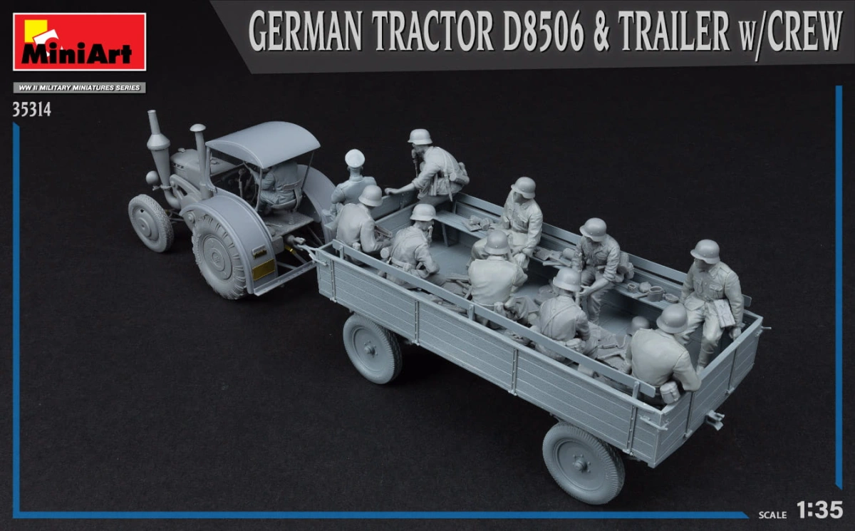 Zdjęcie dodatkowe produktu German Tractor D8506 and Trailer W/crew 1:35 MiniArt 35314