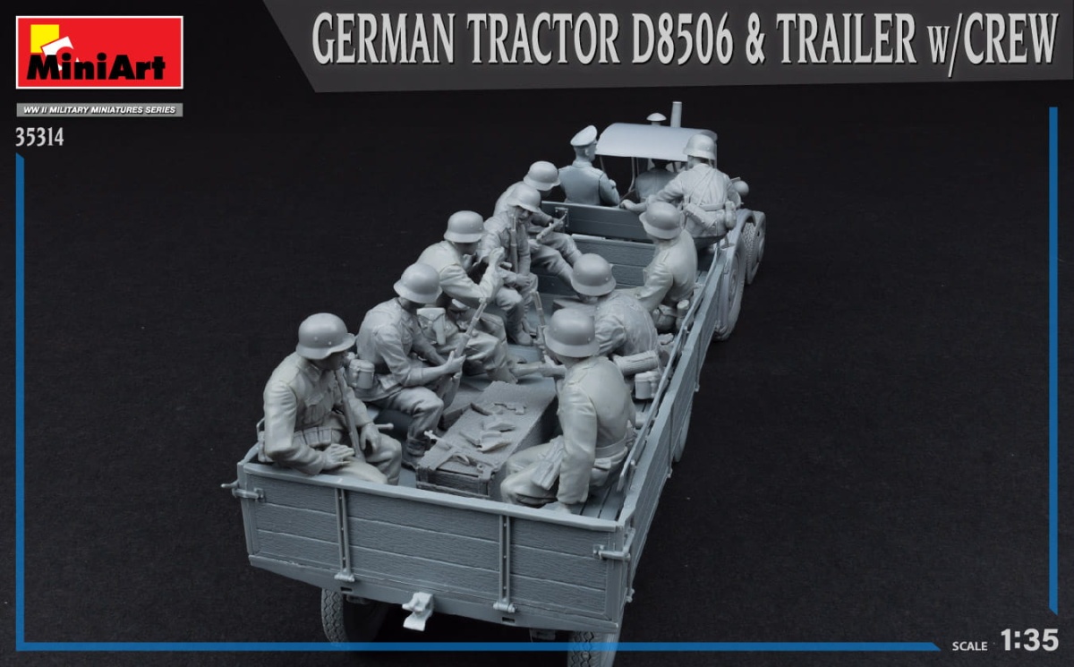 Zdjęcie dodatkowe produktu German Tractor D8506 and Trailer W/crew 1:35 MiniArt 35314