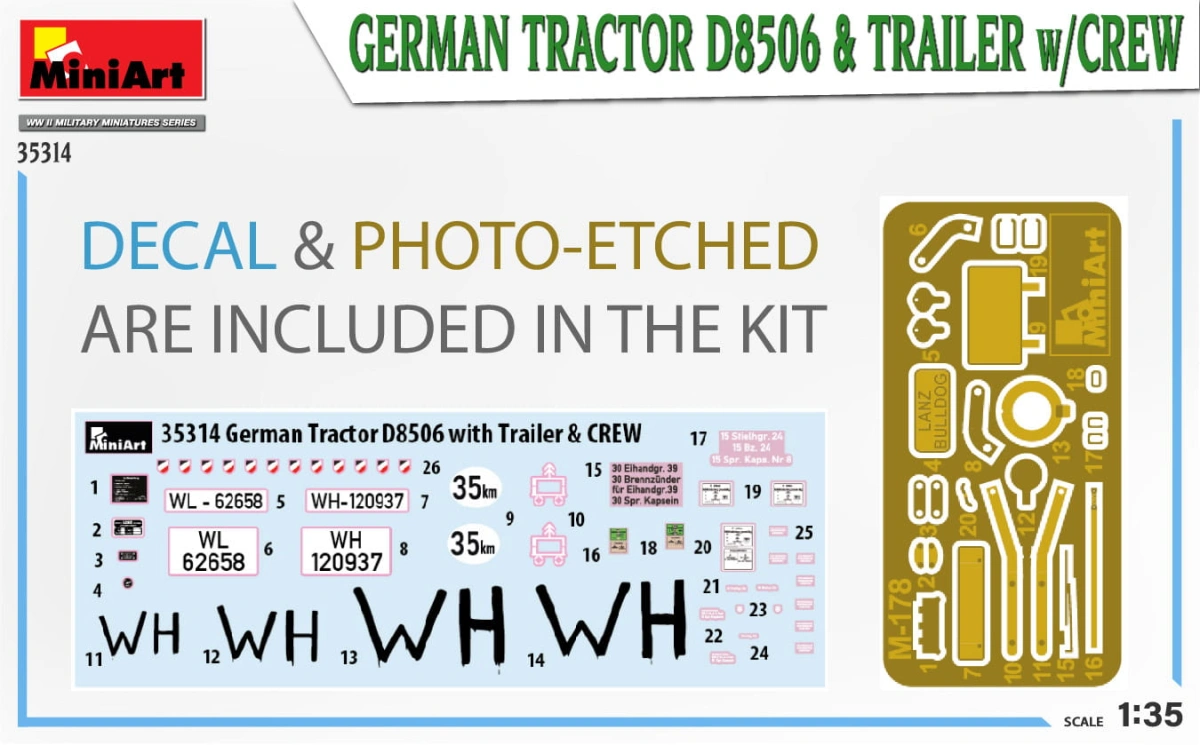 Zdjęcie dodatkowe produktu German Tractor D8506 and Trailer W/crew 1:35 MiniArt 35314