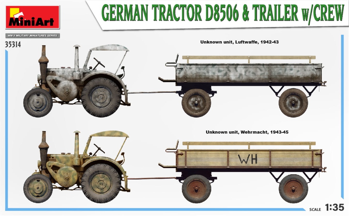 Zdjęcie dodatkowe produktu German Tractor D8506 and Trailer W/crew 1:35 MiniArt 35314