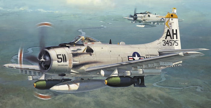Zdjęcie dodatkowe produktu A-1H Skyraider z zasobnikiem rakietowym 1:72 Hasegawa 02466