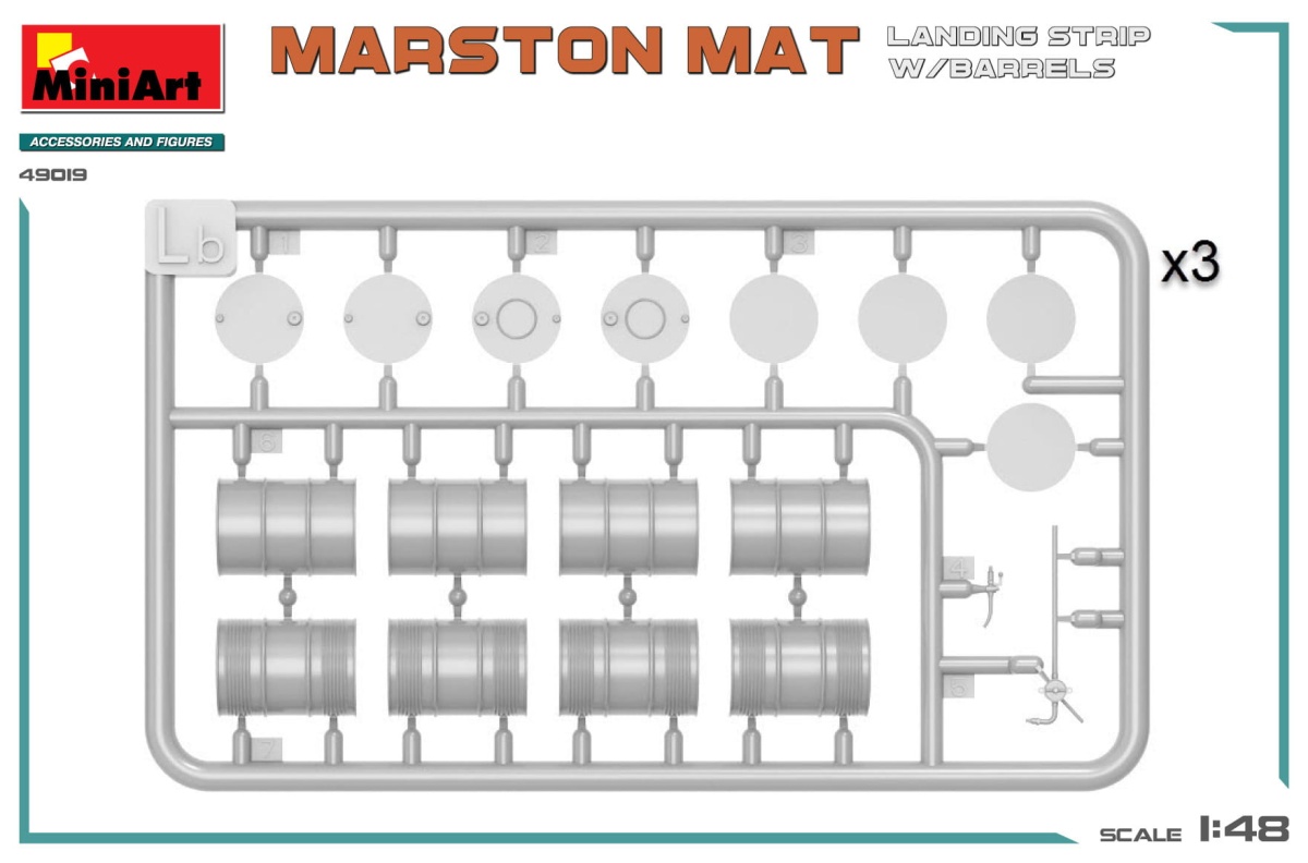 Zdjęcie dodatkowe produktu Marston Mat Landing Strip W/barrels 1:48 MiniArt 49019