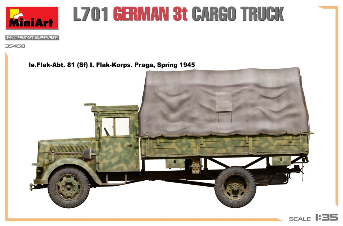 Zdjęcie dodatkowe produktu L701 German 3t Cargo Truck 1:35 MiniArt 35450