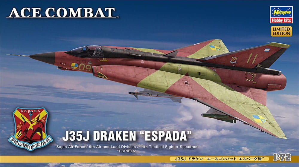 Zdjęcie główne produktu Ace Combat J35J Draken Espada 1:72 Hasegawa SP340