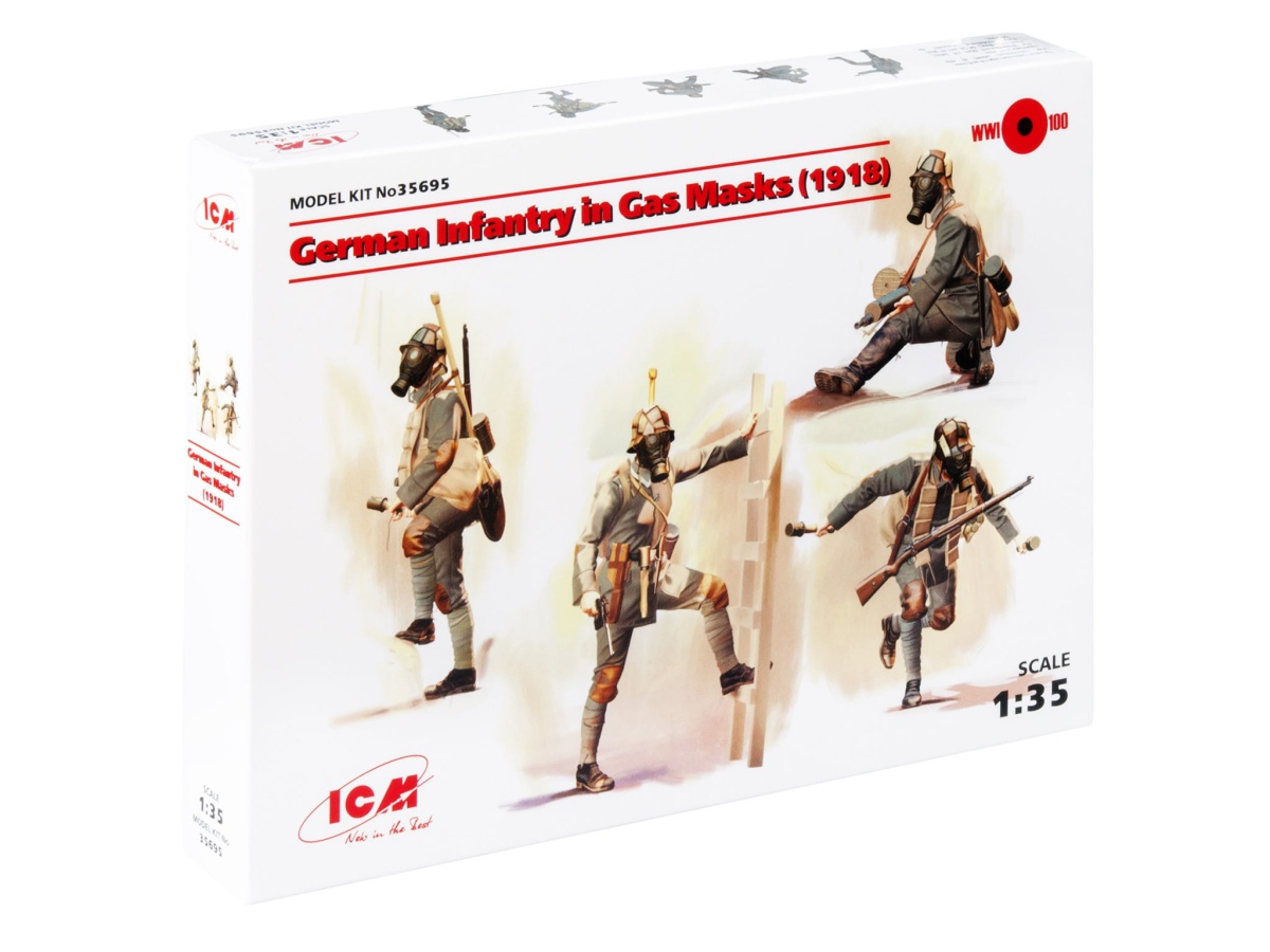 Zdjęcie dodatkowe produktu German Infantry in Gas Masks (1918) 1:35 ICM 35695