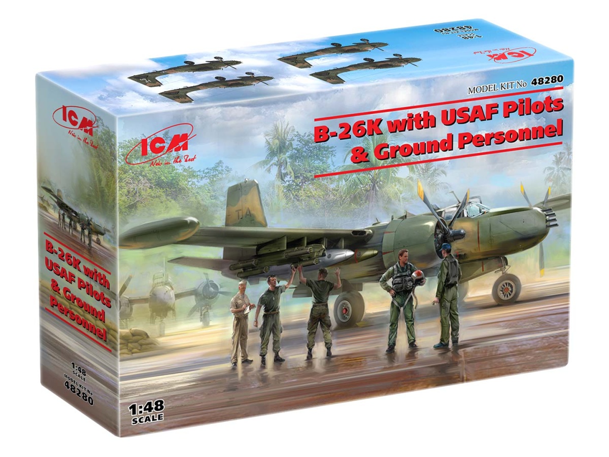 Zdjęcie dodatkowe produktu B-26K with USAF Pilots and Ground Personnel 1:48 ICM 48280