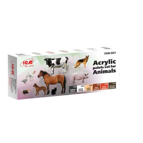 Acrylic paints set for Animals (6x 12ml) ICM 3061