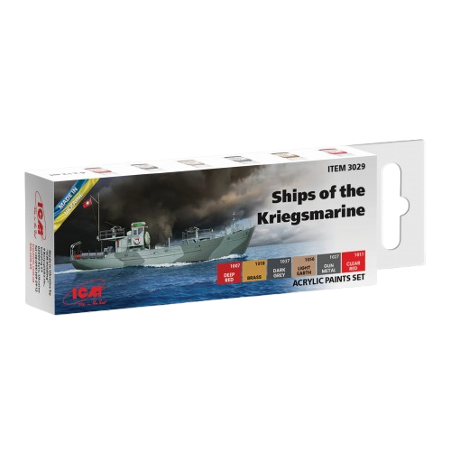 Acrylic paints set for ships of the Kriegsmarine (12ml x 6) ICM 3029
