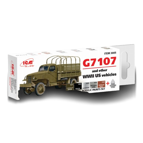 Acrylic Paint Set for G7107 (and other WW2 US vehicles) (12ml x 6) ICM 3005