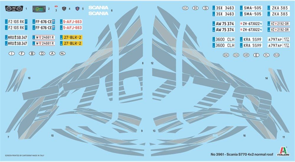 Zdjęcie dodatkowe produktu Scania S770 4x2 Normal Roof 1:24 Italeri 3961