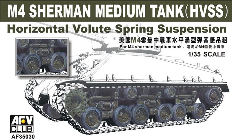 Zdjęcie główne produktu M4 Sherman Medium Tank (HVSS) Horizontal Volute Spring Suspension 1:35 AFV Club 35030