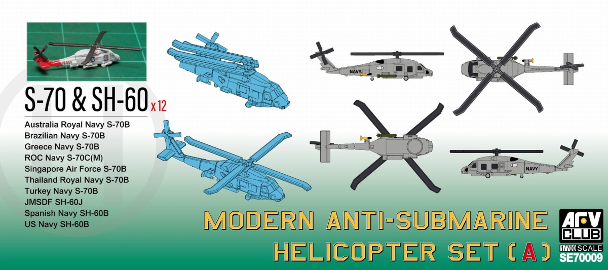 Zdjęcie główne produktu Modern Anti-Submarine Helicopter Set (A) 1:700 AFV Club SE70009