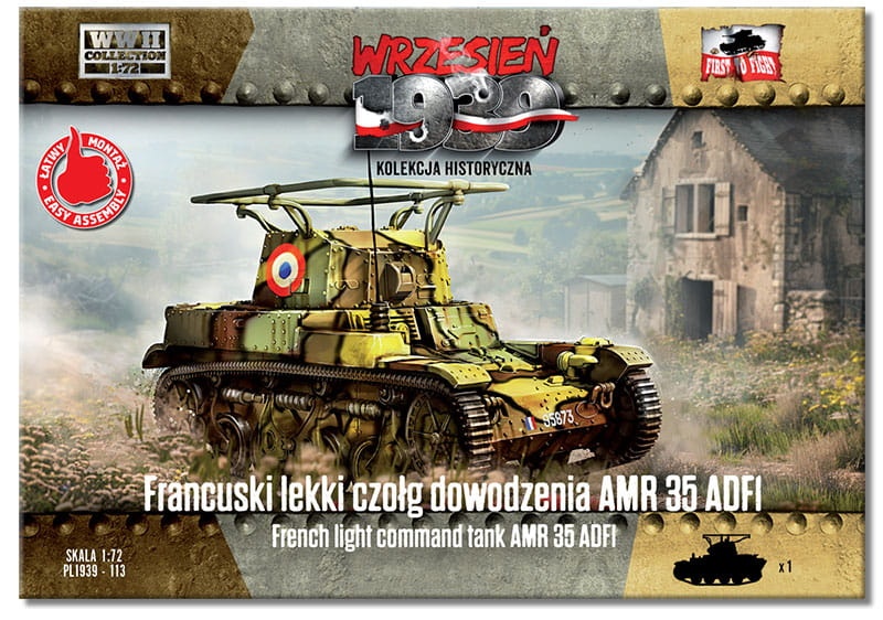 Zdjęcie główne produktu Francuski Lekki Czołg Dowodzenia AMR 35 ADF1 1:72 First To Fight PL113