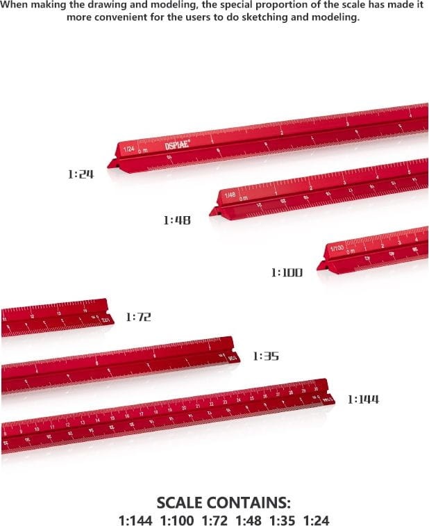 Zdjęcie dodatkowe produktu Linijka aluminiowa trójkątna do pomiarów w skali (320mm) AT-AS DSPIAE 56013