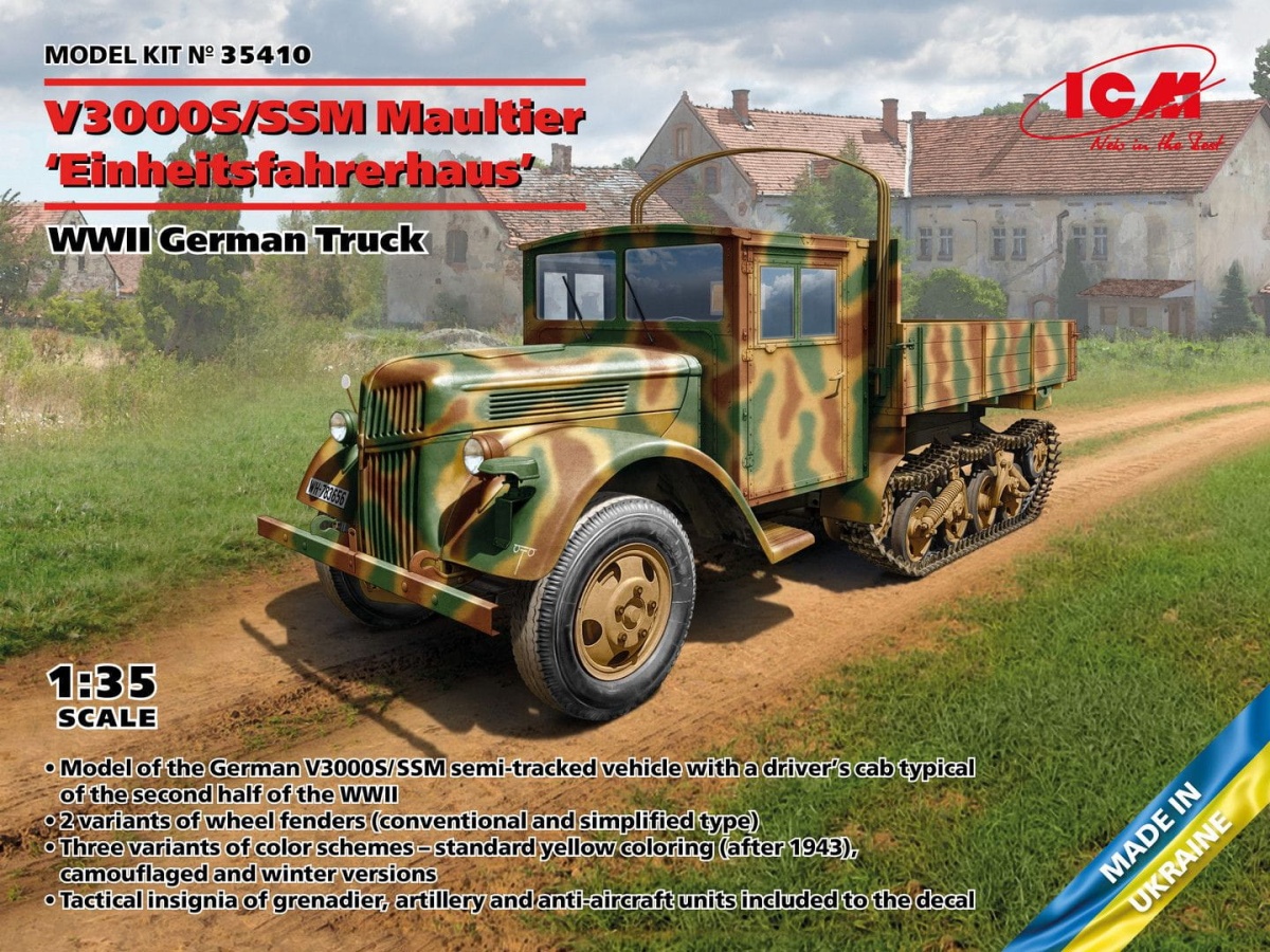 Zdjęcie główne produktu V3000S/SSM Maultier Einheitsfahrerhaus 1:35 ICM 35410