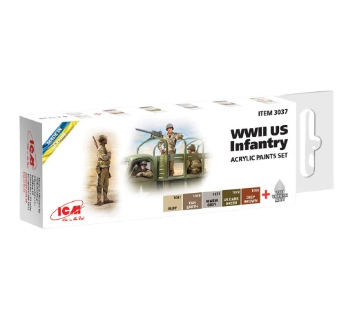 Zdjęcie główne produktu Zestaw farb akrylowych dla piechoty USA z II wojny światowej ICM 3037