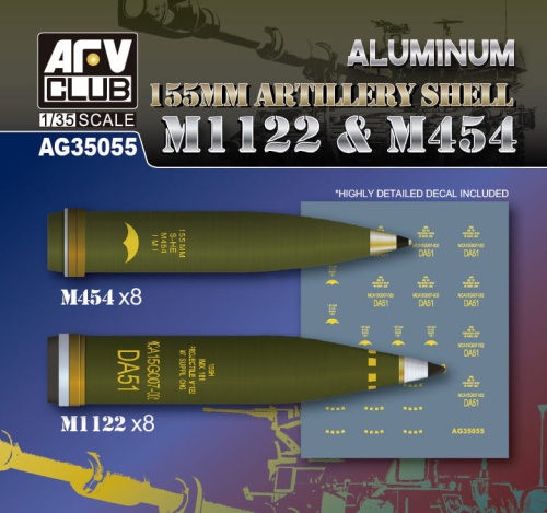 Aluminiowy Pocisk Artyleryjski 155mm M1122 i M454 1:35 AFV Club AG35055
