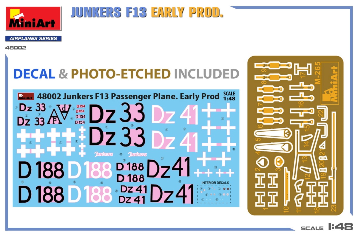 Zdjęcie dodatkowe produktu Junkers F13. Wczesna Produkcja 1:48 MiniArt 48002