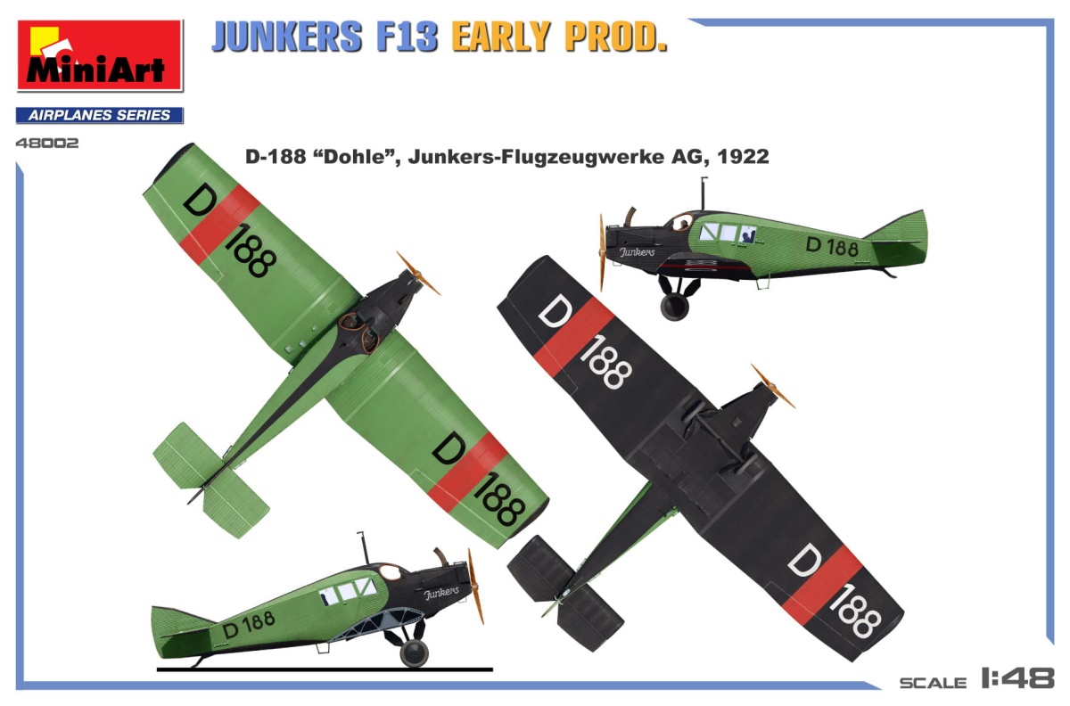 Zdjęcie dodatkowe produktu Junkers F13. Wczesna Produkcja 1:48 MiniArt 48002