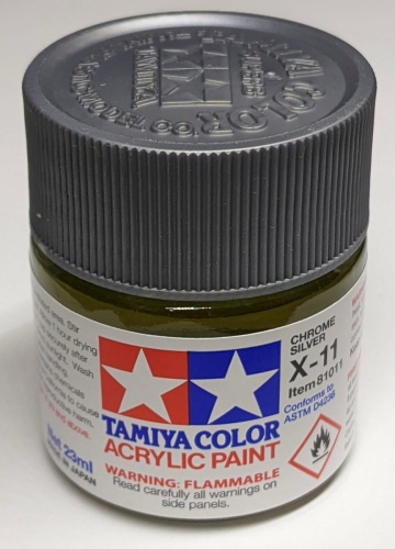 Tamiya 81011 X-11 Chrome Silver Farba 23ml X11 Acrylic