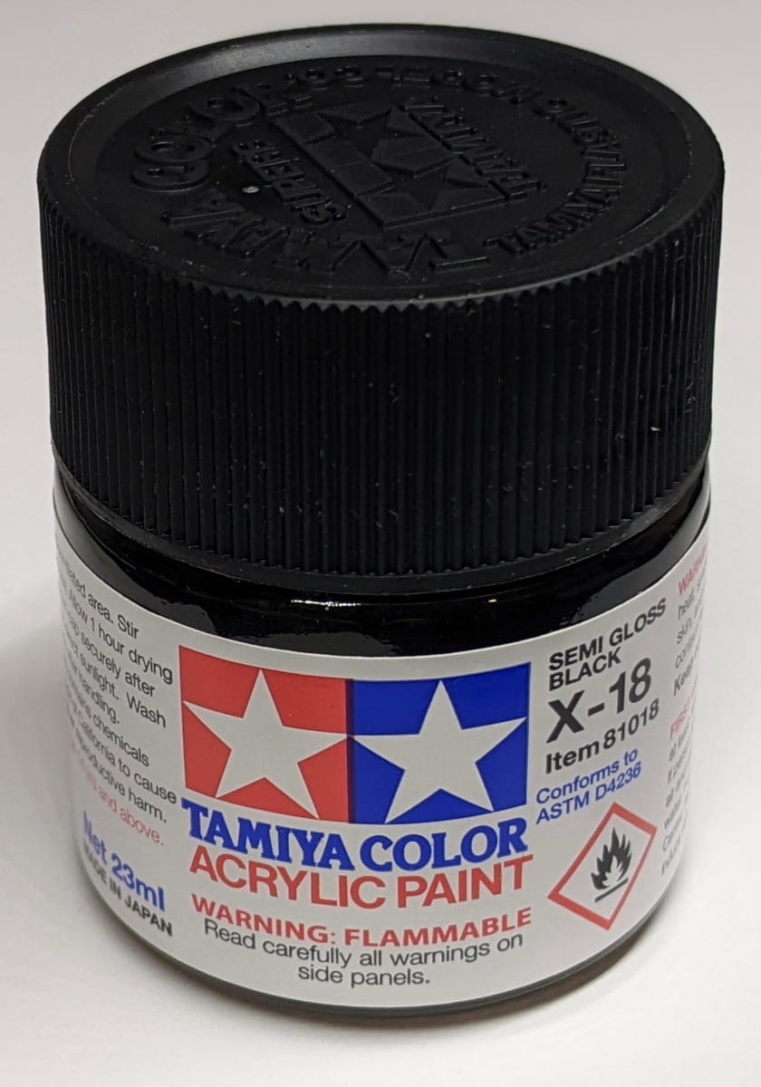 Zdjęcie główne produktu Tamiya 81018 X-18 Semi Gloss Black Farba 23ml X18 Acrylic