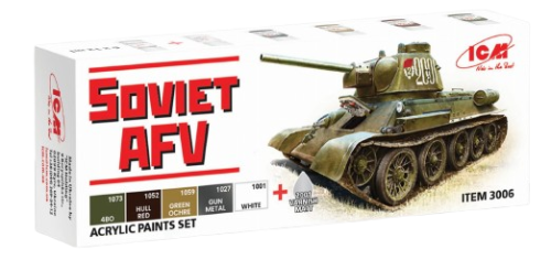Zestaw farb akrylowych do radzieckich pojazdów AFV z okresu II wojny światowej ICM 3006