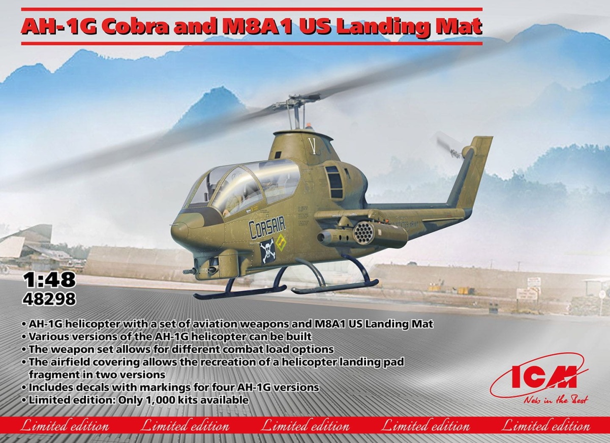 Zdjęcie główne produktu AH-1G Cobra i M8A1 US Landing Mat 1:48 ICM 48298