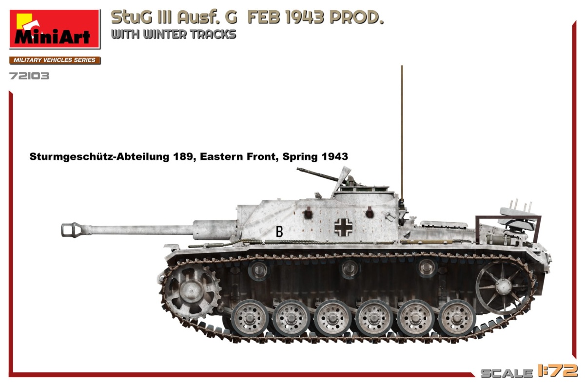 Zdjęcie dodatkowe produktu Stug III Ausf. G Feb 1943 Prod. z Zimowymi Gąsienicami 1:72 MiniArt 72103