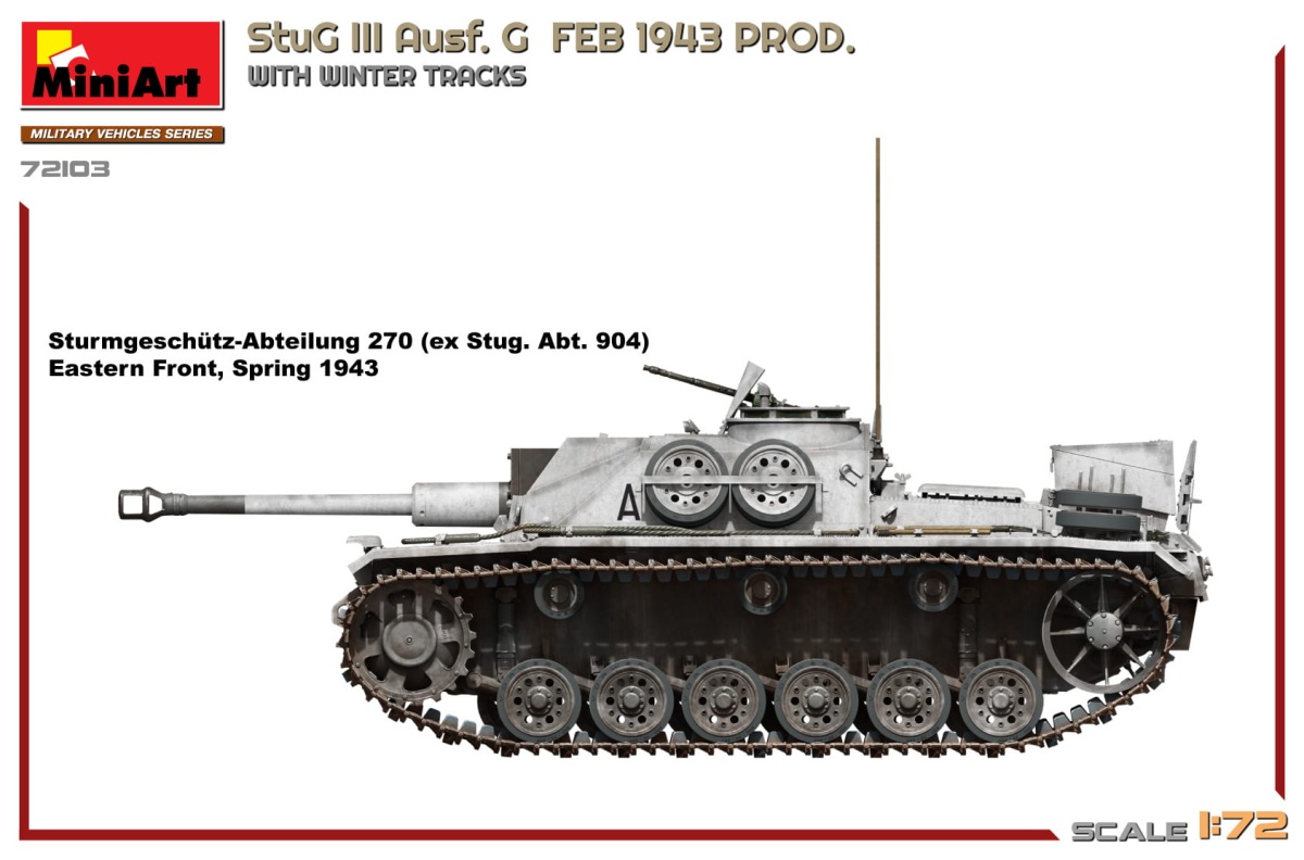 Zdjęcie dodatkowe produktu Stug III Ausf. G Feb 1943 Prod. z Zimowymi Gąsienicami 1:72 MiniArt 72103