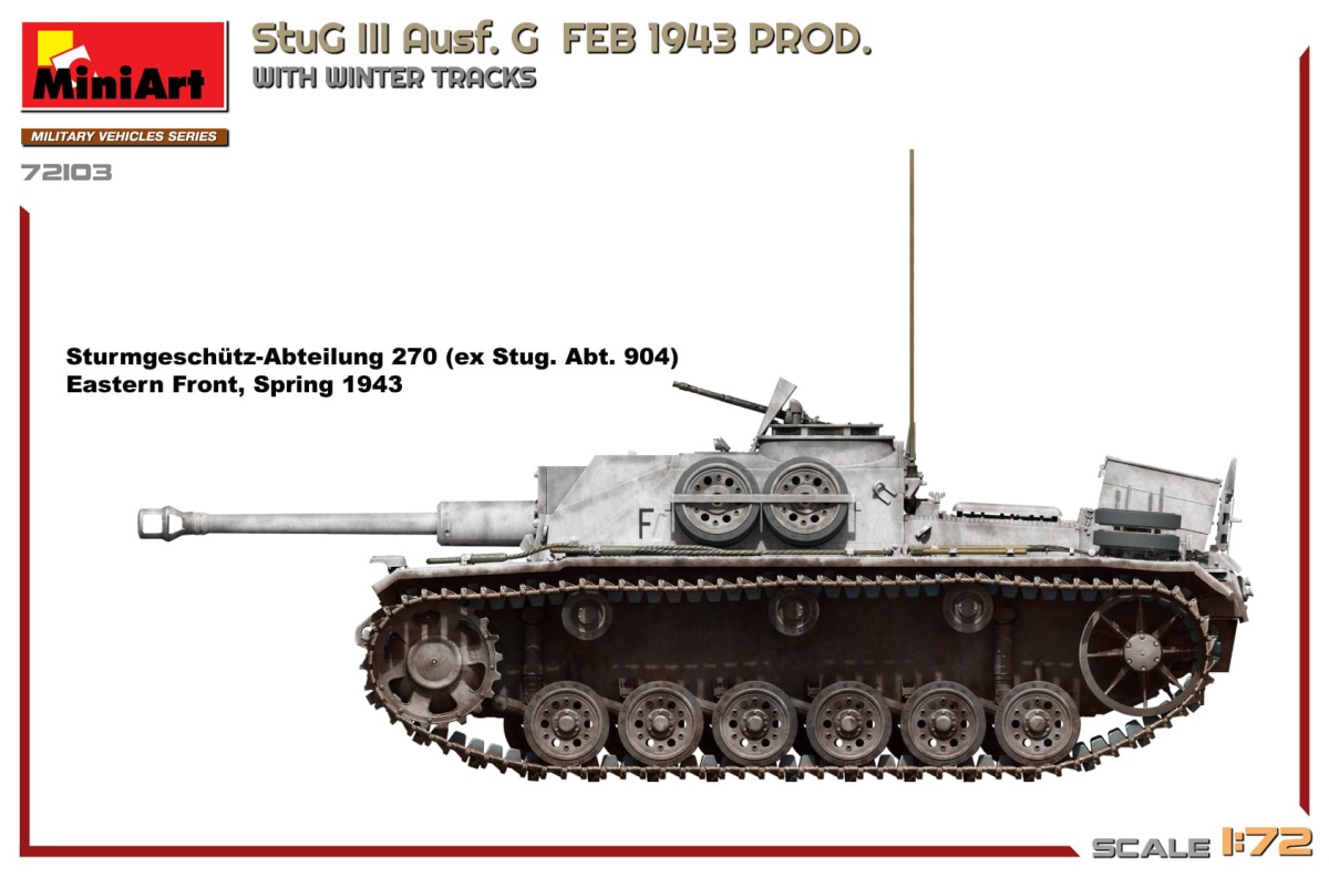 Zdjęcie dodatkowe produktu Stug III Ausf. G Feb 1943 Prod. z Zimowymi Gąsienicami 1:72 MiniArt 72103