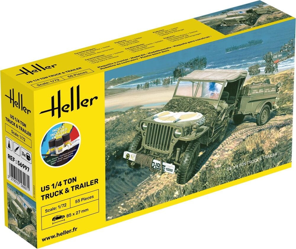 Zdjęcie główne produktu US 1/4 Ton Truck and Trailer STARTER KIT 1:72 Heller 56997