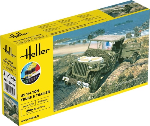 US 1/4 Ton Truck and Trailer STARTER KIT 1:72 Heller 56997