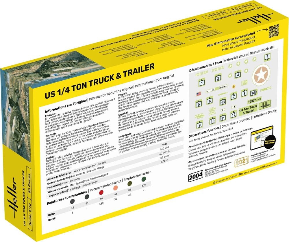 Zdjęcie dodatkowe produktu US 1/4 Ton Truck and Trailer STARTER KIT 1:72 Heller 56997