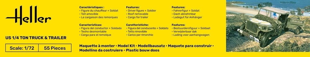 Zdjęcie dodatkowe produktu US 1/4 Ton Truck and Trailer STARTER KIT 1:72 Heller 56997