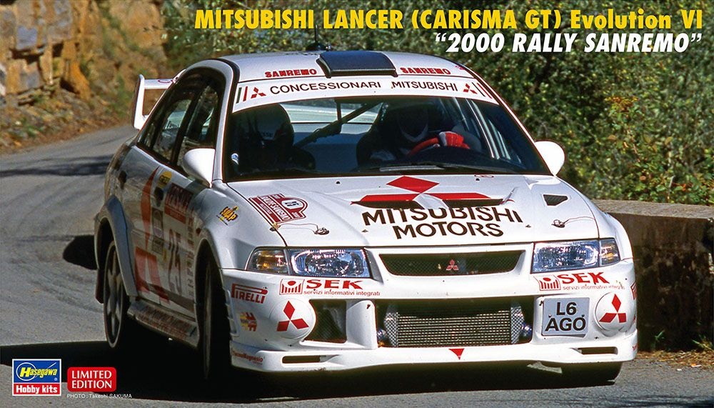 Zdjęcie główne produktu Mitsubishi Lancer (Carisma GT) Evolution VI 2000 Rally Sanremo 1:24 Hasegawa 20712