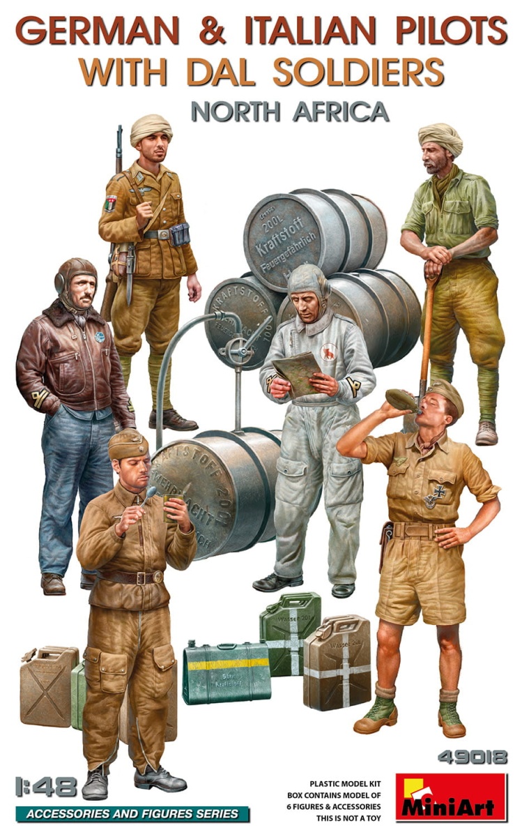 Zdjęcie główne produktu German and Italian Pilots With Dal Soldiers. North Africa 1:48 MiniArt 49018