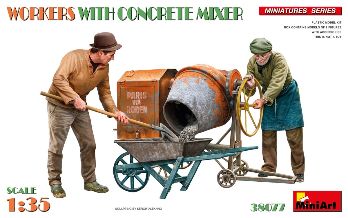 Zdjęcie główne produktu Pracownicy z Betoniarką 1:35 MiniArt 38077