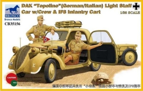 DAK Topolino German/Italian Light Staff Car w/Crew and IFS Infantry Cart 1:35 Bronco CB35156