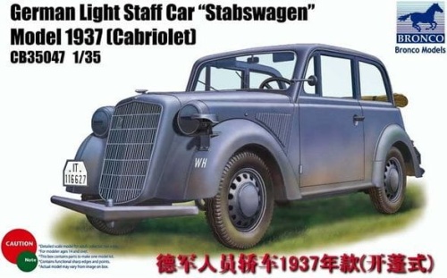 German Light Staff Car Stabswagen Model 1937 (Cabriolet) 1:35 Bronco CB35047