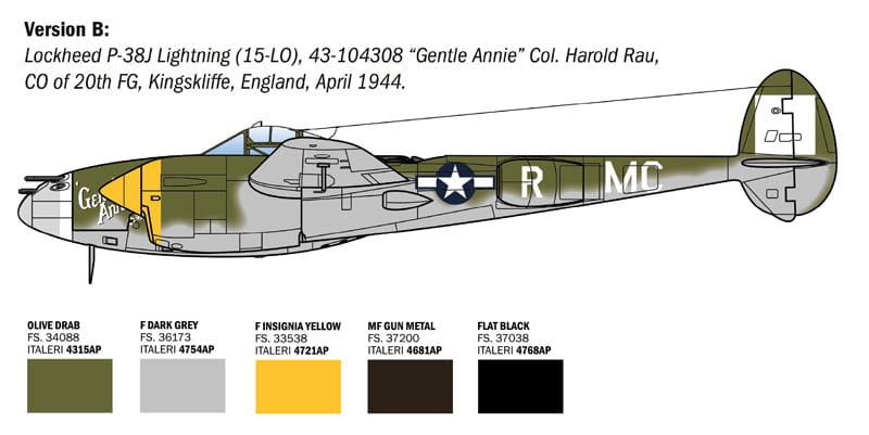 Zdjęcie dodatkowe produktu P-38 J Lightning 1:48 Italeri 2834