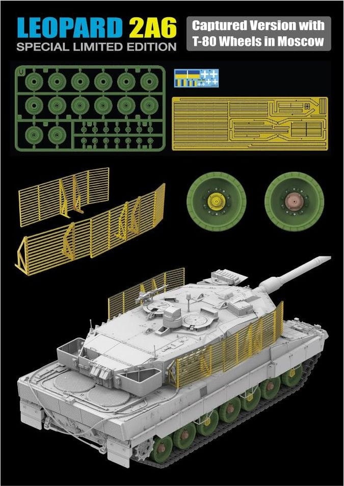 Zdjęcie dodatkowe produktu Leopard 2A6 Captured Version with T-80 Wheels in Moscow 1:35 Rye Field Model 5114