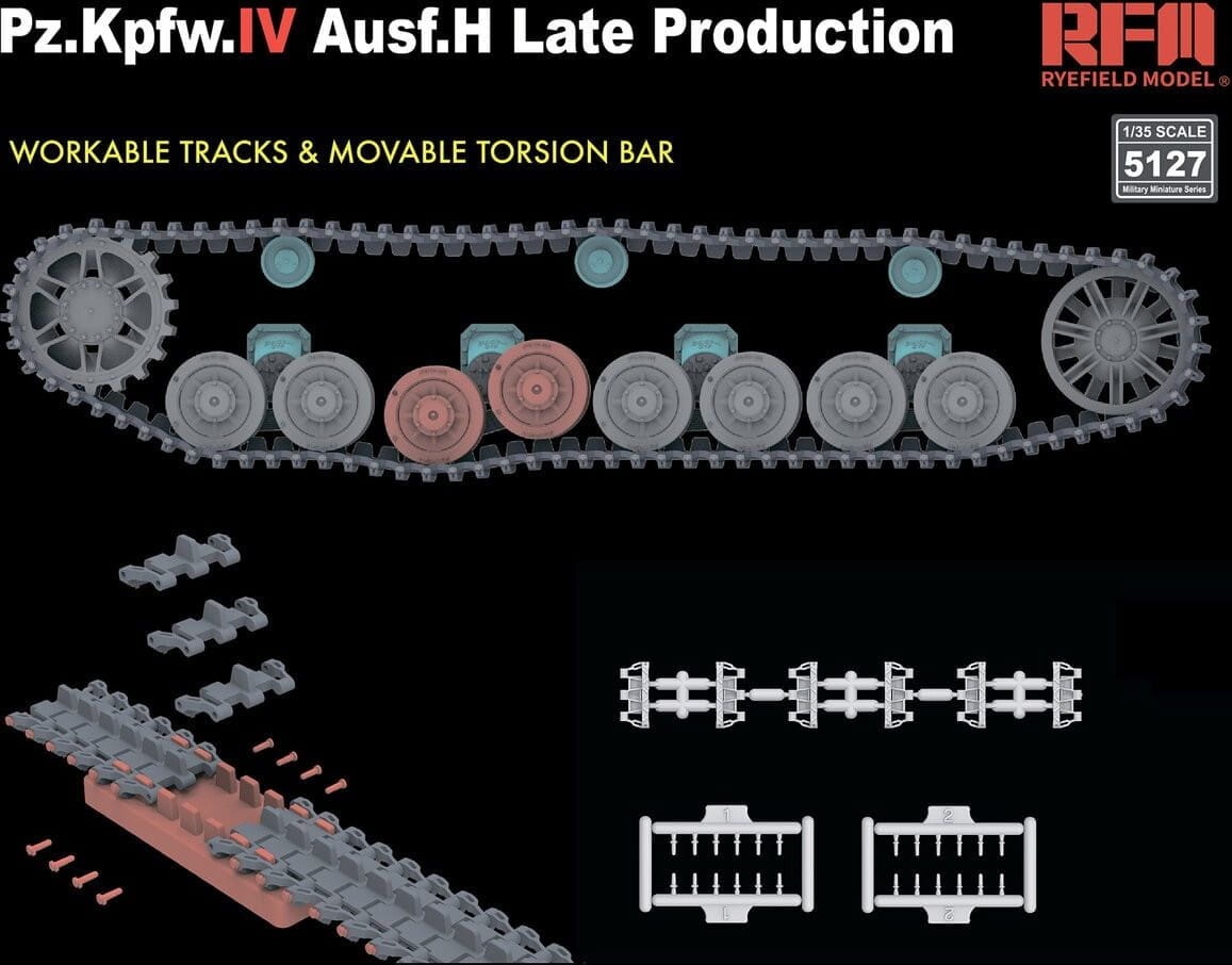 Zdjęcie dodatkowe produktu Pz.Kpfw.IV Ausf.H Late Production w/ Workable Tracks 1:35 Rye Field Model 5127