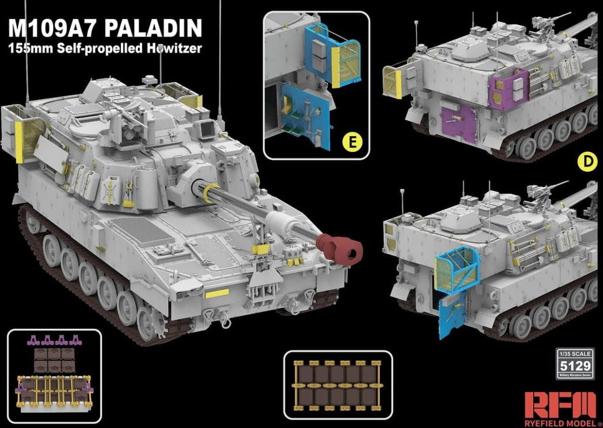 Zdjęcie dodatkowe produktu M109A7 PALADIN 155mm Self-Propelled Howitzer w/Workable Tracks 1:35 Rye Field Model 5129